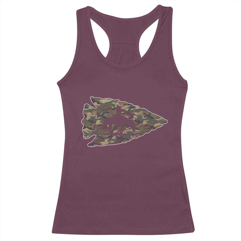 Arrowhead Hunter Native American Camouflage USA Flag Racerback Tank Top