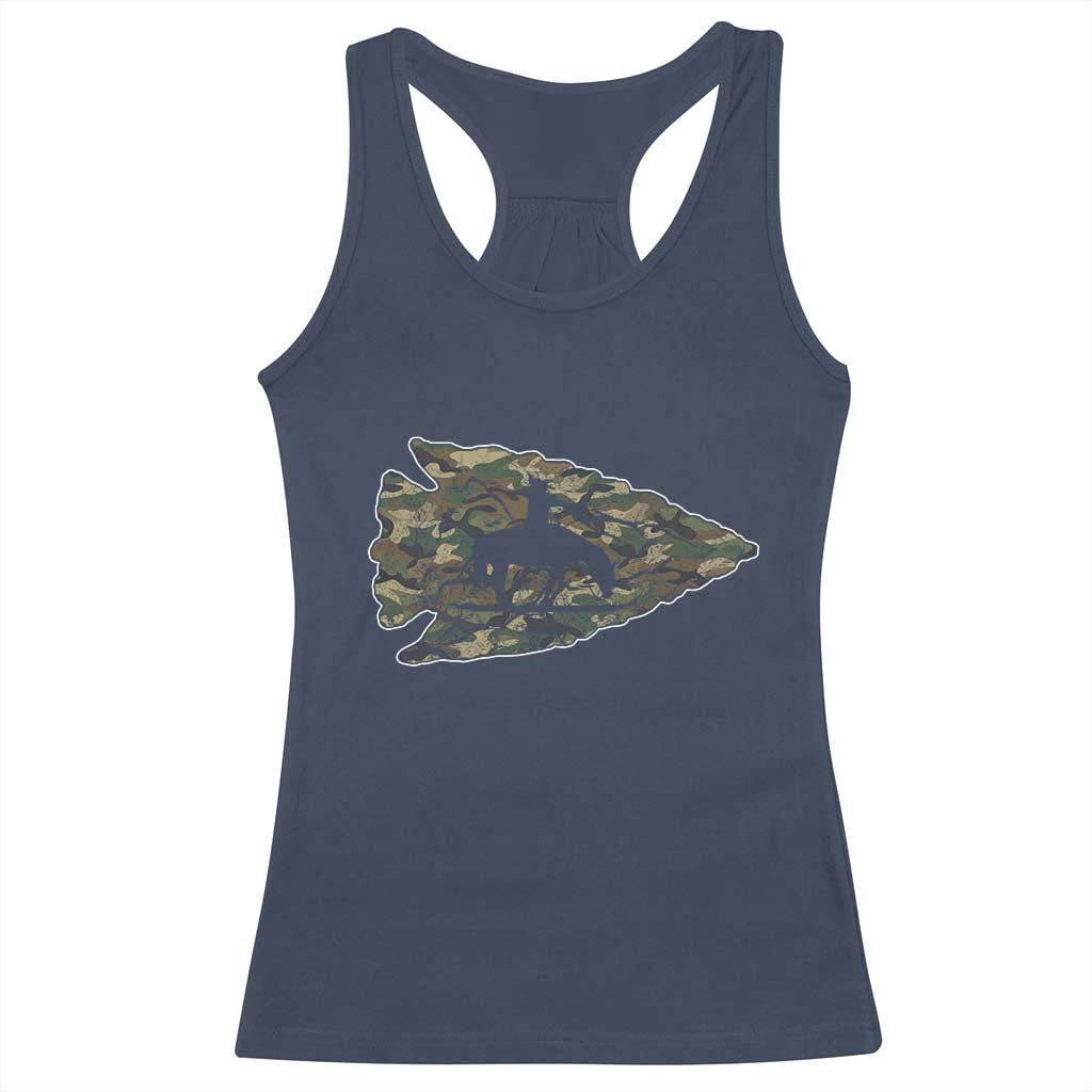 Arrowhead Hunter Native American Camouflage USA Flag Racerback Tank Top