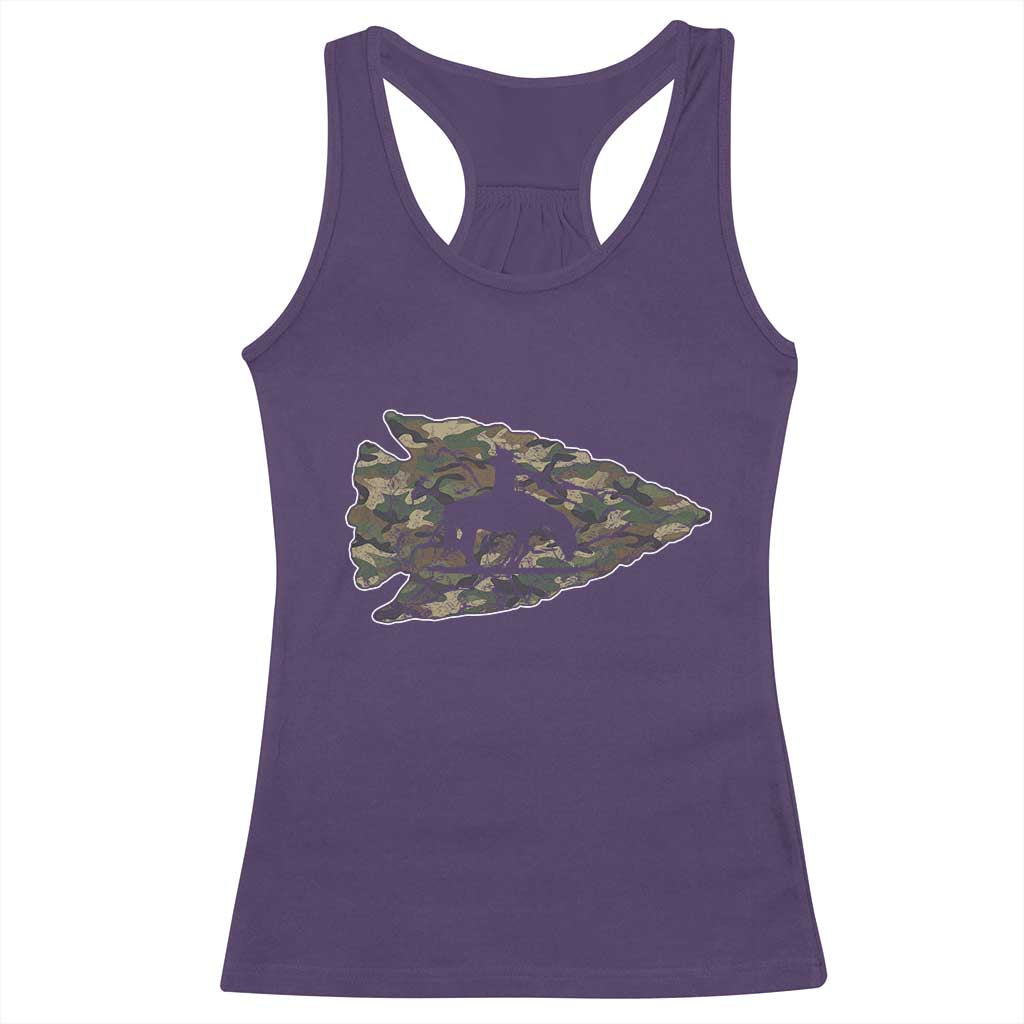 Arrowhead Hunter Native American Camouflage USA Flag Racerback Tank Top