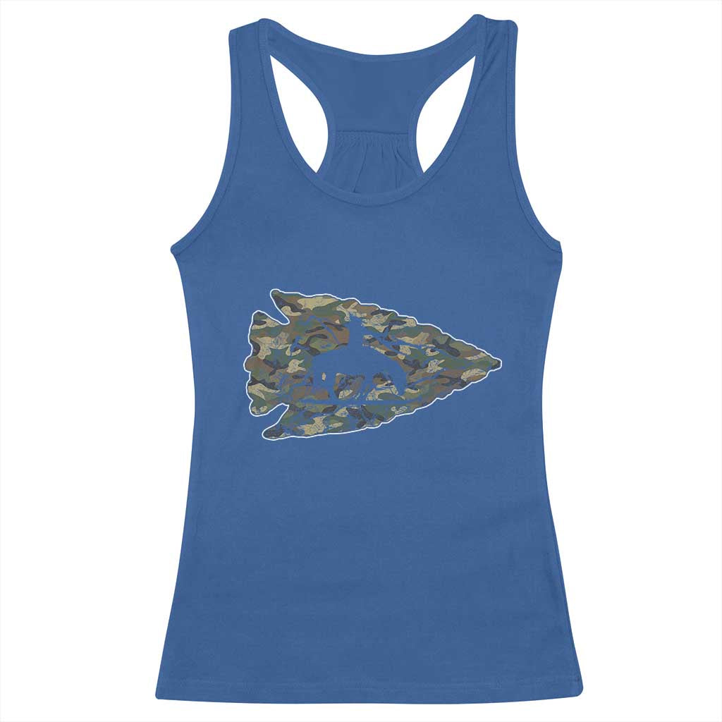 Arrowhead Hunter Native American Camouflage USA Flag Racerback Tank Top