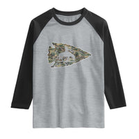Arrowhead Hunter Native American Camouflage USA Flag Raglan Shirt