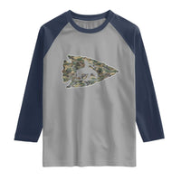 Arrowhead Hunter Native American Camouflage USA Flag Raglan Shirt