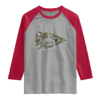 Arrowhead Hunter Native American Camouflage USA Flag Raglan Shirt