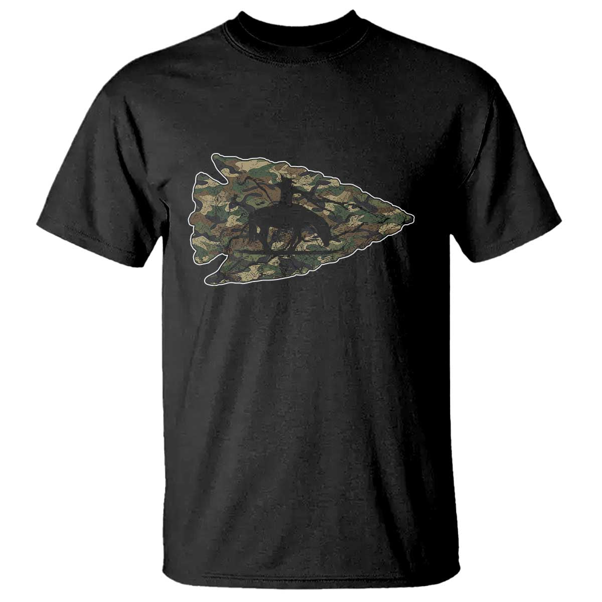 Arrowhead Hunter Native American Camouflage USA Flag T Shirt