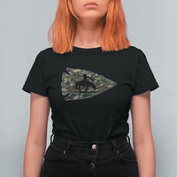 Arrowhead Hunter Native American Camouflage USA Flag T Shirt For Women