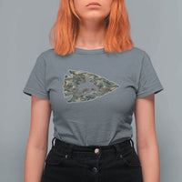 Arrowhead Hunter Native American Camouflage USA Flag T Shirt For Women