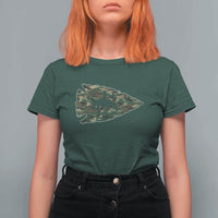 Arrowhead Hunter Native American Camouflage USA Flag T Shirt For Women