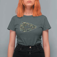 Arrowhead Hunter Native American Camouflage USA Flag T Shirt For Women