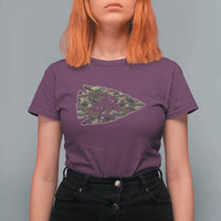 Arrowhead Hunter Native American Camouflage USA Flag T Shirt For Women