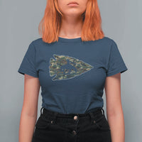 Arrowhead Hunter Native American Camouflage USA Flag T Shirt For Women