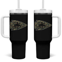 Arrowhead Hunter Native American Camouflage USA Flag Tumbler With Handle