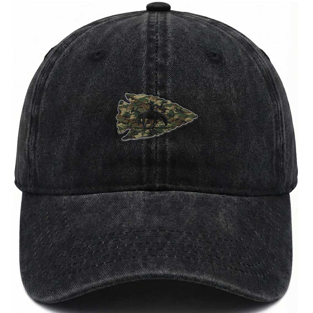 Arrowhead Hunter Native American Camouflage USA Flag Washed Cotton Baseball Cap