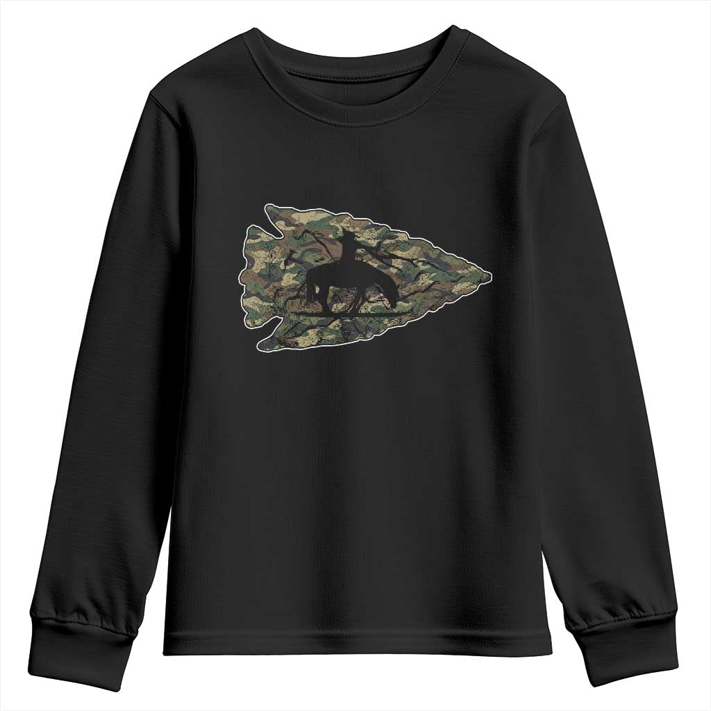 Arrowhead Hunter Native American Camouflage USA Flag Youth Sweatshirt