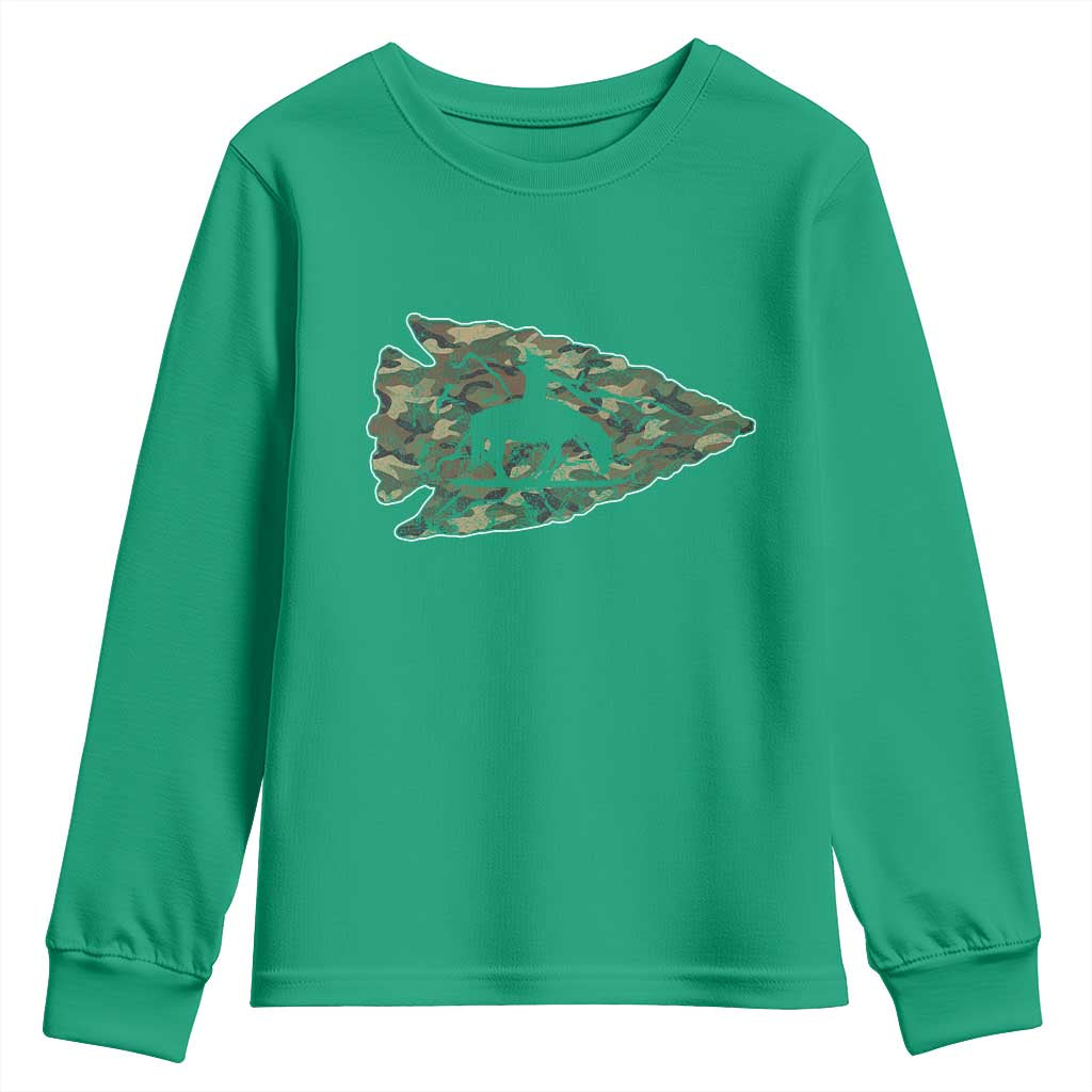 Arrowhead Hunter Native American Camouflage USA Flag Youth Sweatshirt