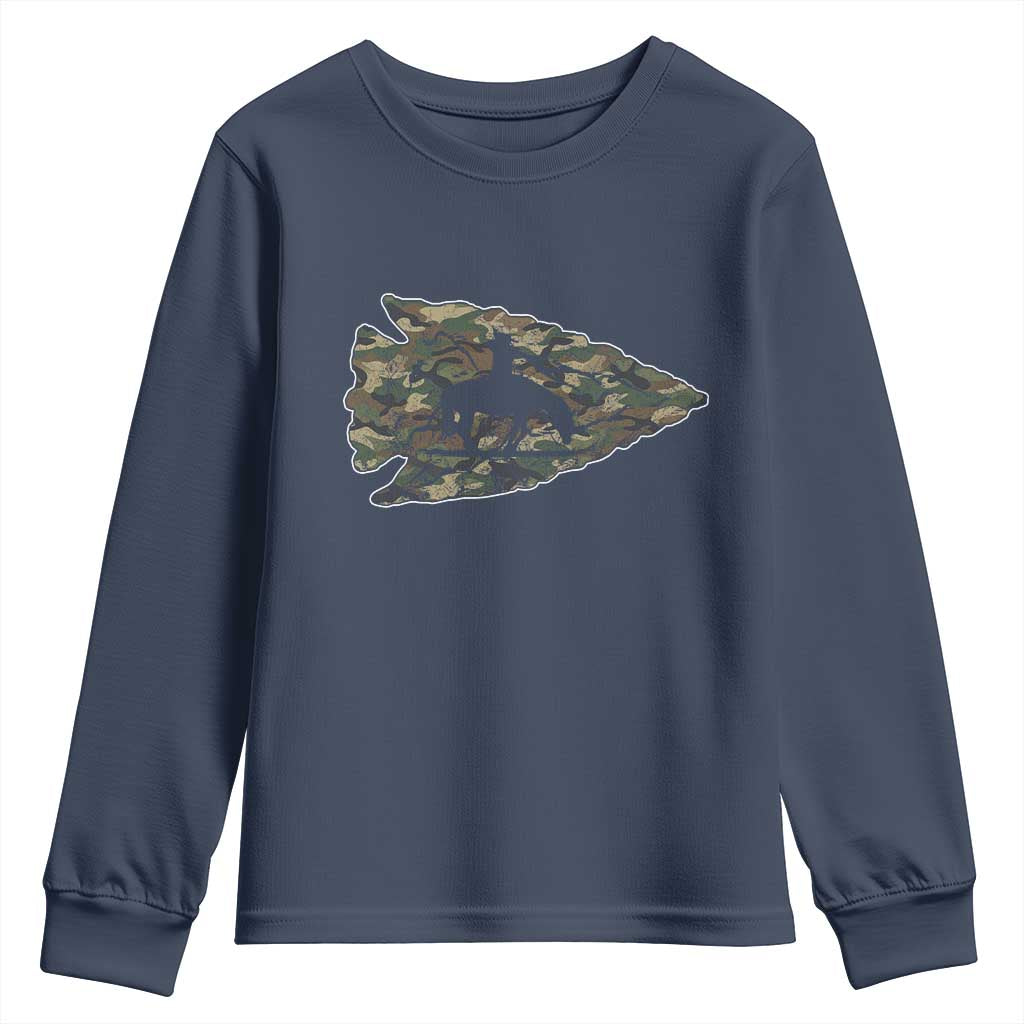 Arrowhead Hunter Native American Camouflage USA Flag Youth Sweatshirt