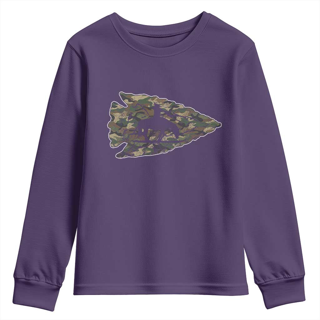 Arrowhead Hunter Native American Camouflage USA Flag Youth Sweatshirt