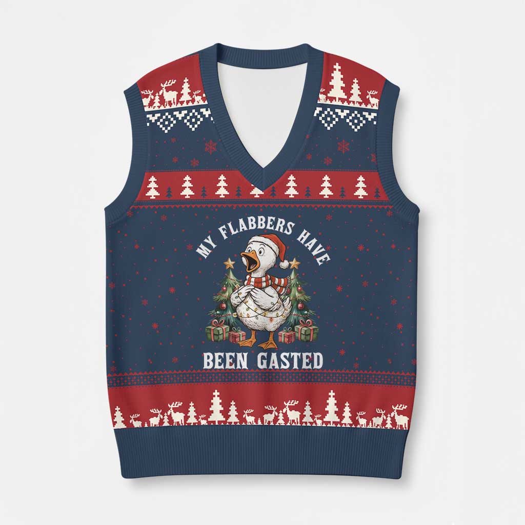 My Flabbers Have Been Gasted V-Neck Knit Sweater Vest Funny Goose Xmas - Wonder Print Shop