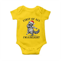 First Of All I Am A Delight Baby Onesie Funny Christmas Raccoon - Wonder Print Shop
