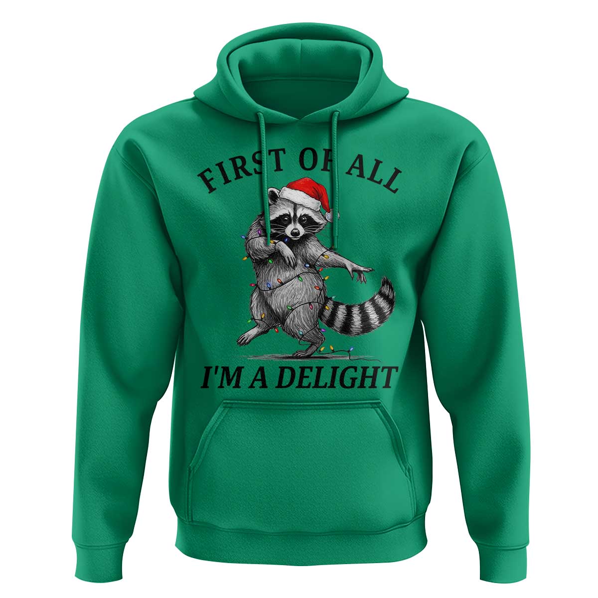 First Of All I Am A Delight Hoodie Funny Christmas Raccoon - Wonder Print Shop