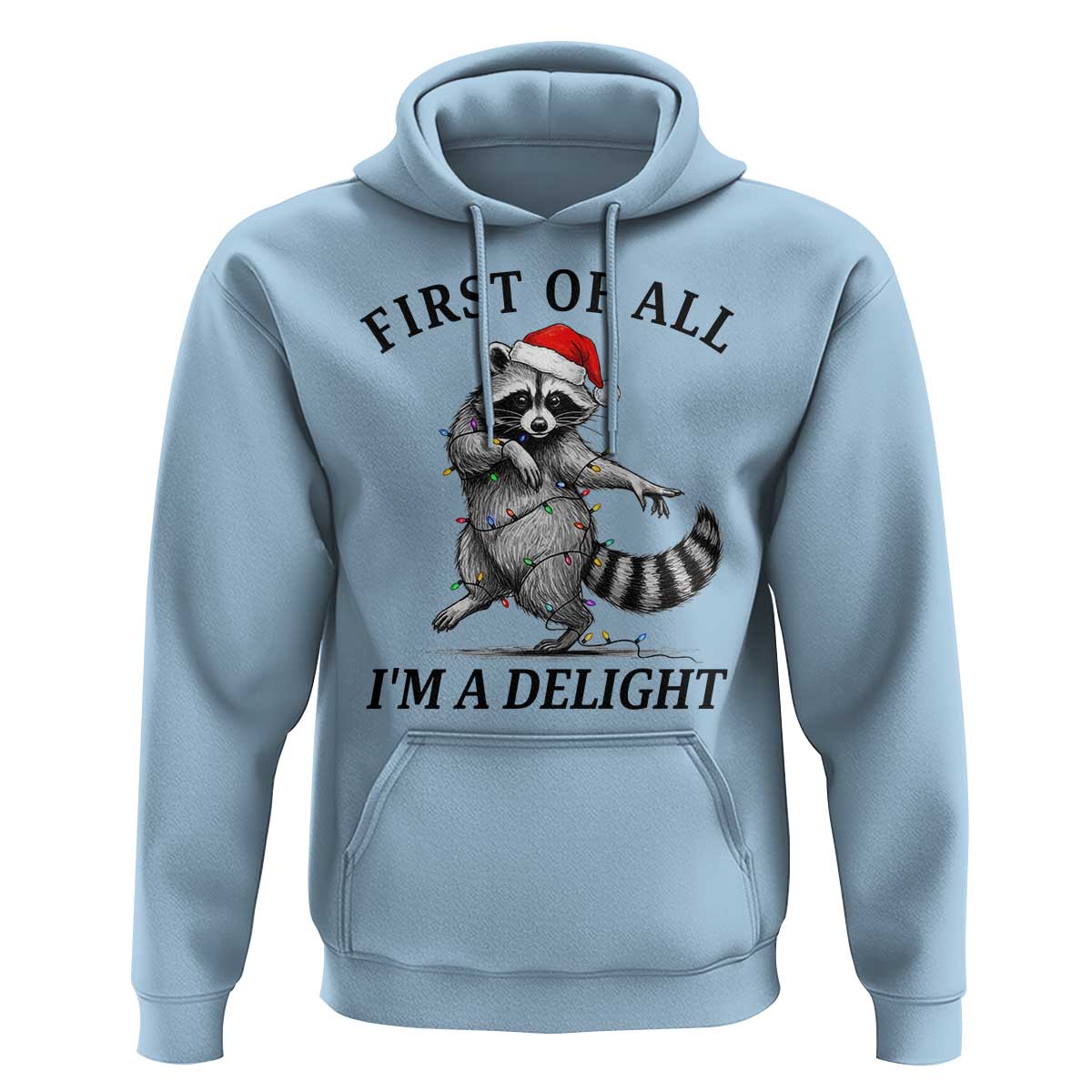 First Of All I Am A Delight Hoodie Funny Christmas Raccoon - Wonder Print Shop