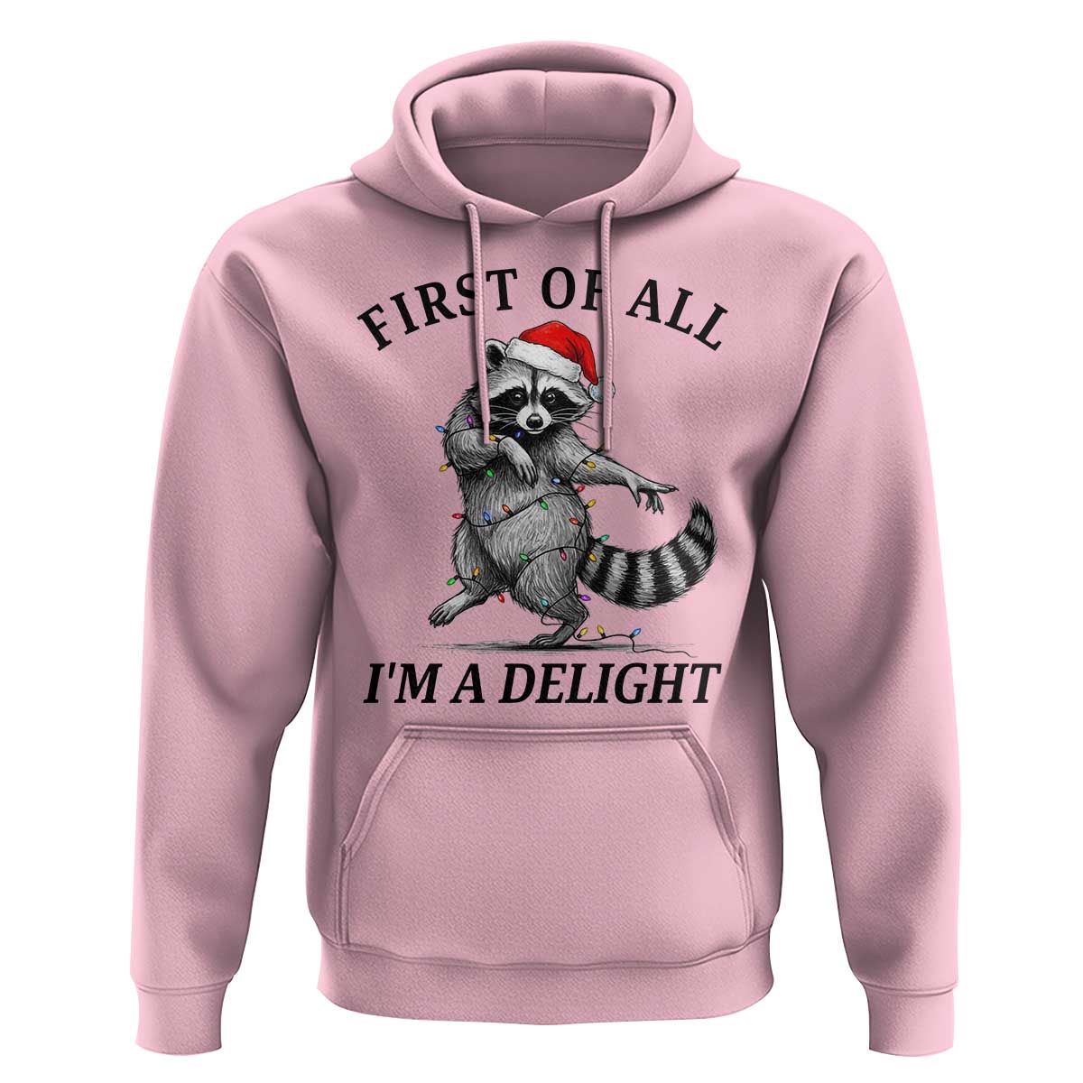 First Of All I Am A Delight Hoodie Funny Christmas Raccoon - Wonder Print Shop