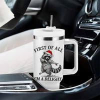 First Of All I Am A Delight Tumbler With Handle Funny Christmas Raccoon - Wonder Print Shop