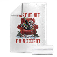 First Of All I Am A Delight Throw Blanket Funny Raccoon Christmas Meme - undefined