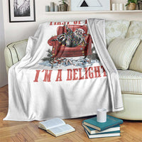 First Of All I Am A Delight Throw Blanket Funny Raccoon Christmas Meme - undefined