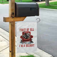 First Of All I Am A Delight Garden Flag Funny Raccoon Christmas Meme - Wonder Print Shop