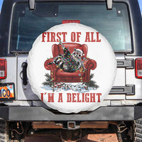 First Of All I Am A Delight Spare Tire Cover Funny Raccoon Christmas Meme - Wonder Print Shop