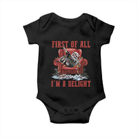 First Of All I Am A Delight Baby Onesie Funny Raccoon Christmas Meme - Wonder Print Shop