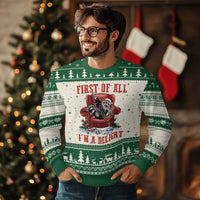 First Of All I Am A Delight Ugly Christmas Sweater Funny Raccoon Christmas Meme - Wonder Print Shop