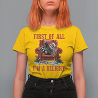 First Of All I Am A Delight T Shirt For Women Funny Raccoon Christmas Meme - Wonder Print Shop