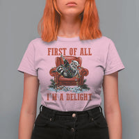 First Of All I Am A Delight T Shirt For Women Funny Raccoon Christmas Meme - Wonder Print Shop