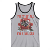 First Of All I Am A Delight Tank Top Funny Raccoon Christmas Meme - Wonder Print Shop