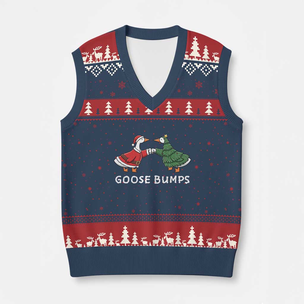 Christmas Goose Bumps Holiday Season V-Neck Knit Sweater Vest - Wonder Print Shop