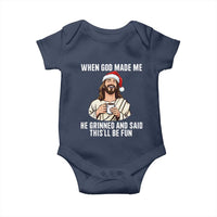 Funny Jesus Christian Christmas Baby Onesie When God Made Me He Grinned And Said This Will Be Fun - Wonder Print Shop