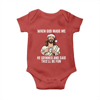 Funny Jesus Christian Christmas Baby Onesie When God Made Me He Grinned And Said This Will Be Fun - Wonder Print Shop