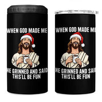 Funny Jesus Christian Christmas 4 in 1 Can Cooler Tumbler When God Made Me He Grinned And Said This Will Be Fun - Wonder Print Shop