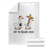 Christian Christmas Goose Throw Blanket Off To Follow Jesus - Wonder Print Shop