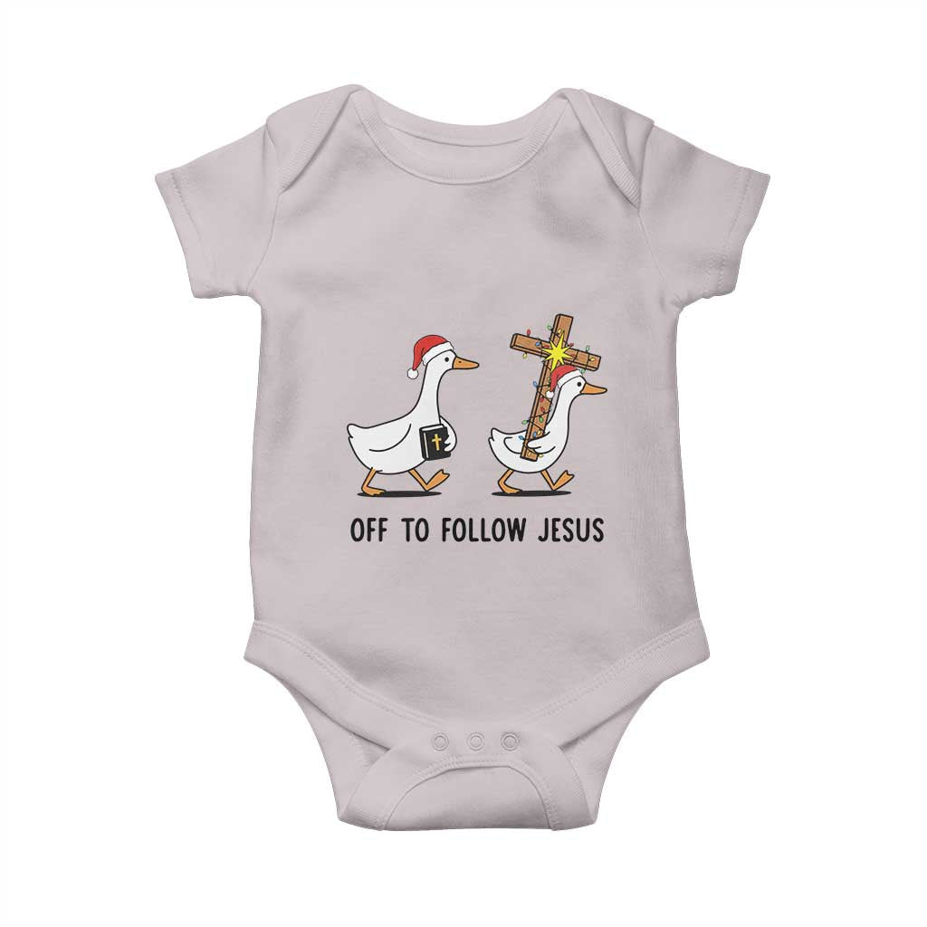 Christian Christmas Goose Baby Onesie Off To Follow Jesus - Wonder Print Shop