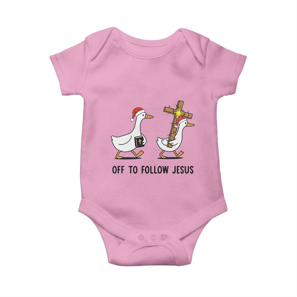 Christian Christmas Goose Baby Onesie Off To Follow Jesus - Wonder Print Shop