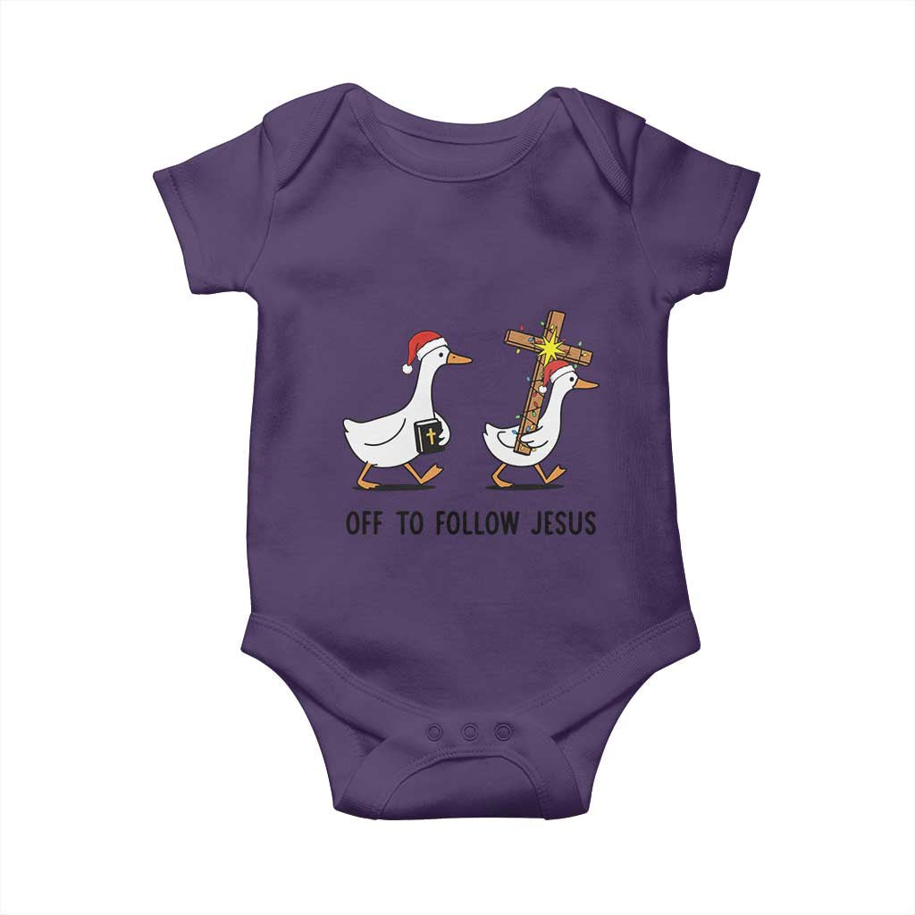 Christian Christmas Goose Baby Onesie Off To Follow Jesus - Wonder Print Shop