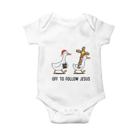 Christian Christmas Goose Baby Onesie Off To Follow Jesus - Wonder Print Shop