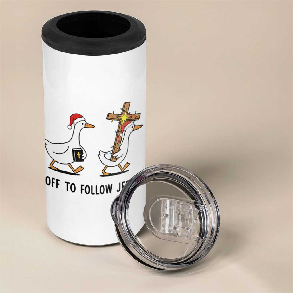Christian Christmas Goose 4 in 1 Can Cooler Tumbler Off To Follow Jesus - Wonder Print Shop