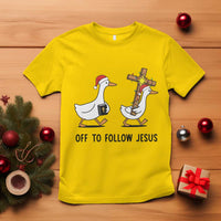 Christian Christmas Goose T Shirt Off To Follow Jesus - Wonder Print Shop