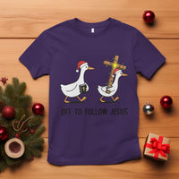 Christian Christmas Goose T Shirt Off To Follow Jesus - Wonder Print Shop