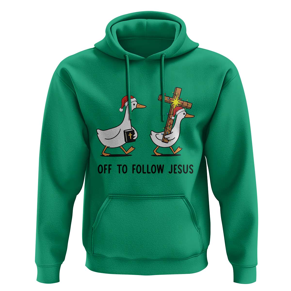 Christian Christmas Goose Hoodie Off To Follow Jesus - Wonder Print Shop