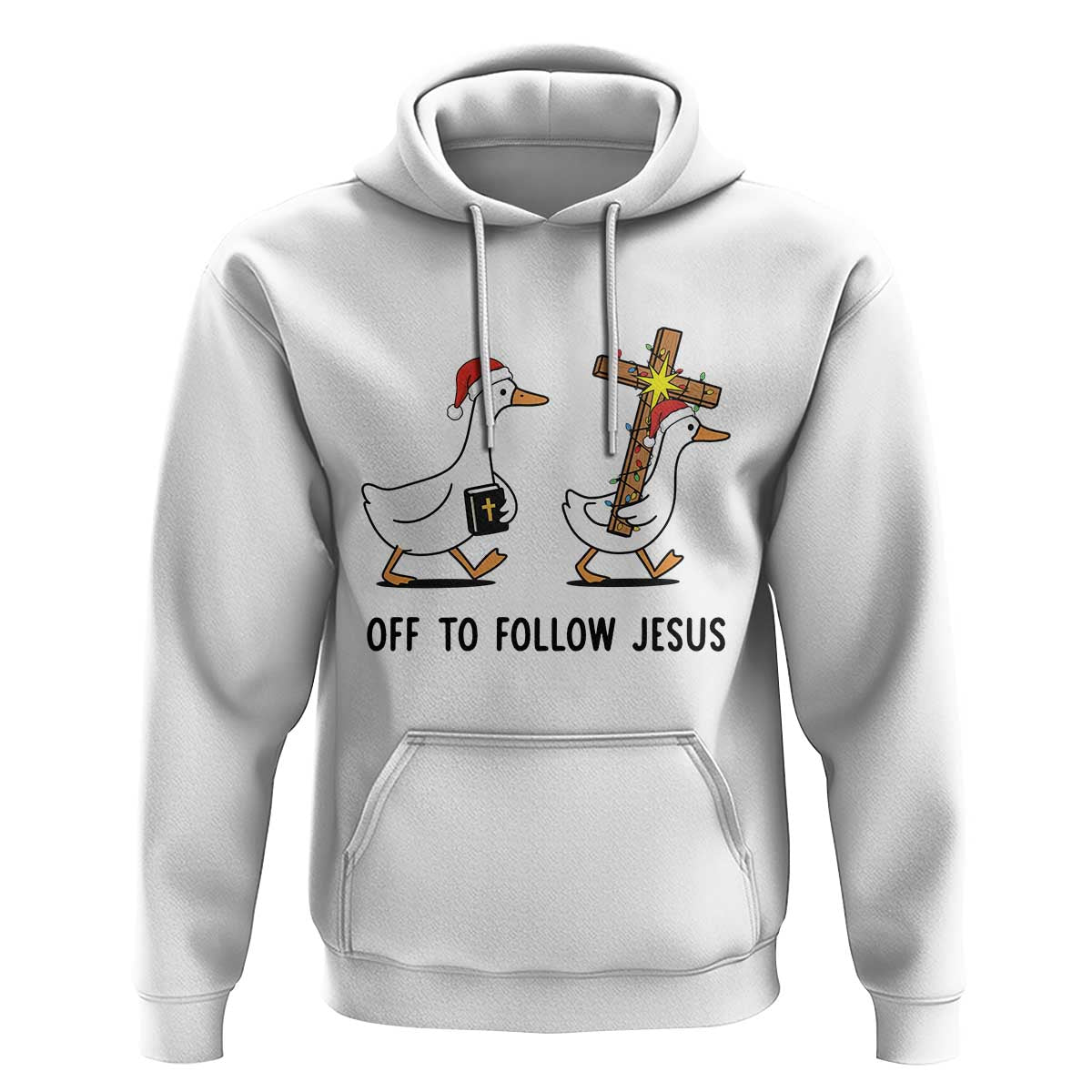 Christian Christmas Goose Hoodie Off To Follow Jesus - Wonder Print Shop