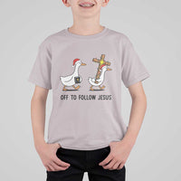 Christian Christmas Goose T Shirt For Kid Off To Follow Jesus - Wonder Print Shop